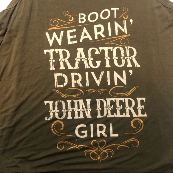 John Deere Tank Top Size Large Green Spring Light Airy Boot Tractor Girl - Picture 5 of 7